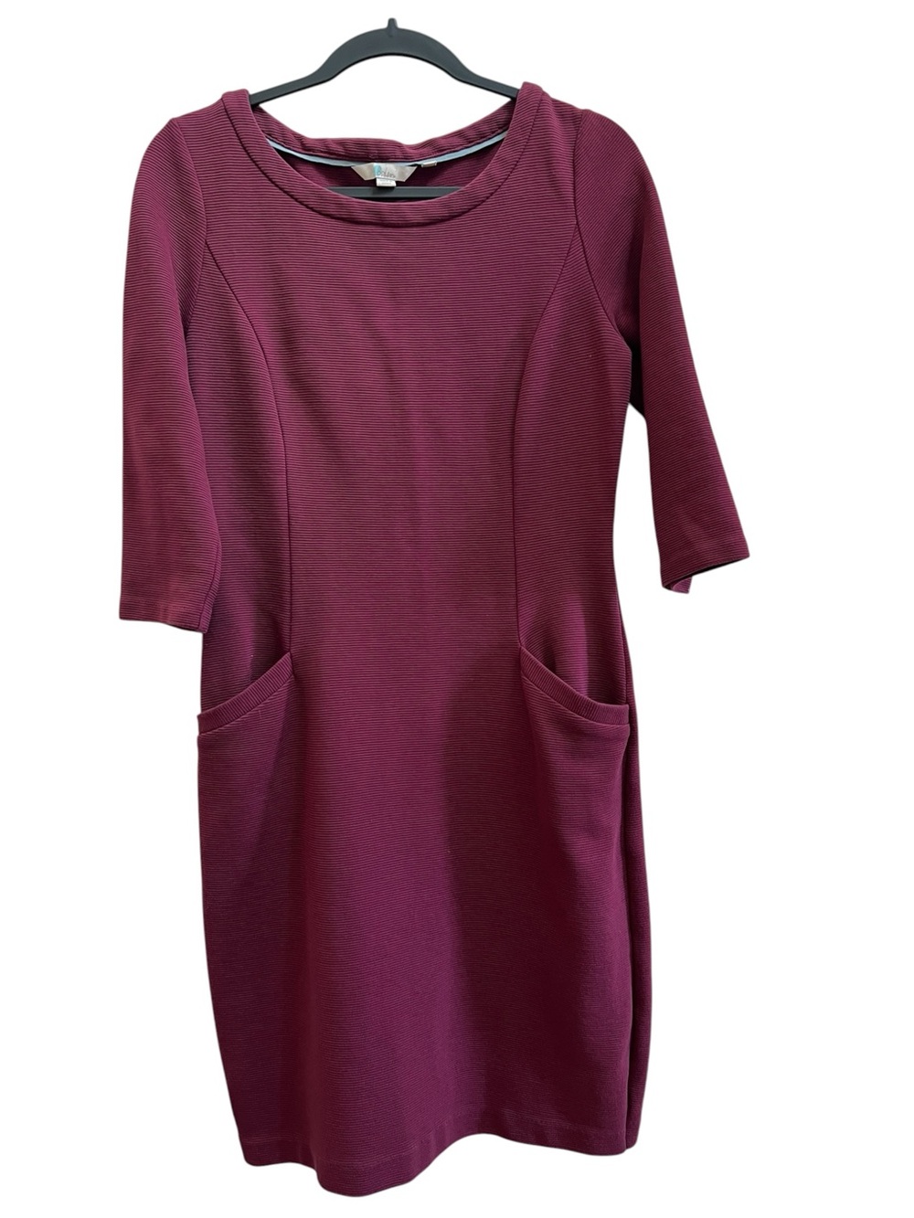 Boden Ottoman Sheath Dress US 6L Burgundy Ribbed Preppy Academic Corporatecore - Picture 2 of 4